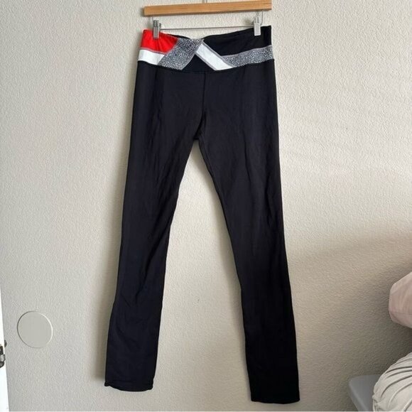 Lululemon Skinny Groove Pant Full-On Luon Reversible Black / Quilt Leggings Sz 8 - Picture 3 of 12